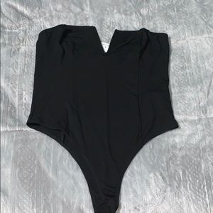 Black V neck body suit